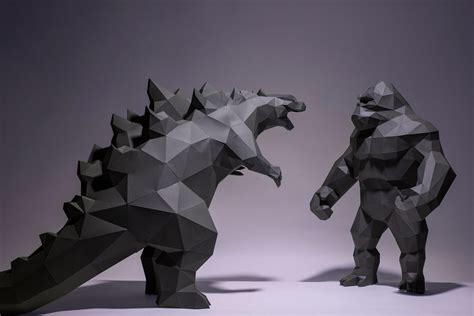 Godzilla And Kong Paper Craft Digital Template Origami Pdf Etsy