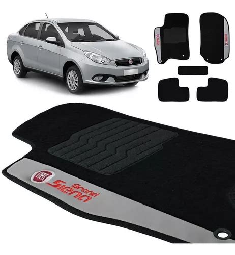 Tapete Carpete Fiat Grand Siena Preto Bordado