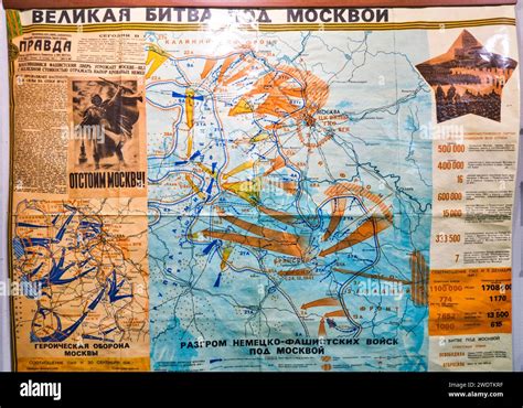 Display Of A Military Map Of The Battle Of Moscow Detailing Troop