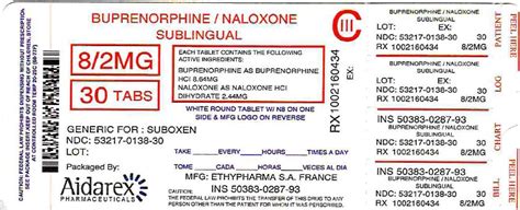 Buprenorphine And Naloxone Aidarex Pharmaceuticals Llc Fda Package