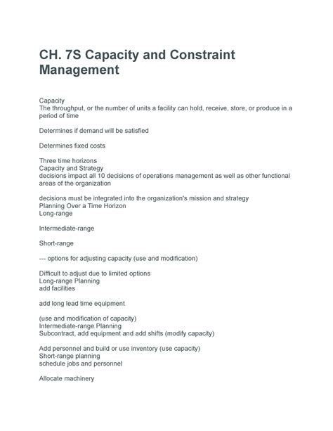 Ch S Capacity And Constraint Management Ch S Capacity And