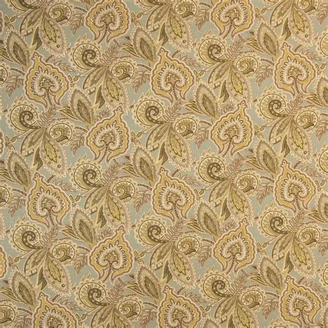 Glacier Green Floral Print Upholstery Fabric By The Yard