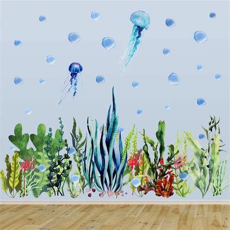 Wondever Under The Sea Seaweed Wall Stickers Ocean Grass