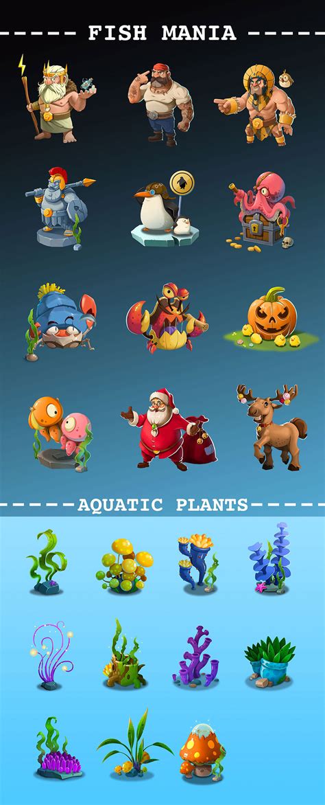 Some cartoon characters and aquatic plants on Behance