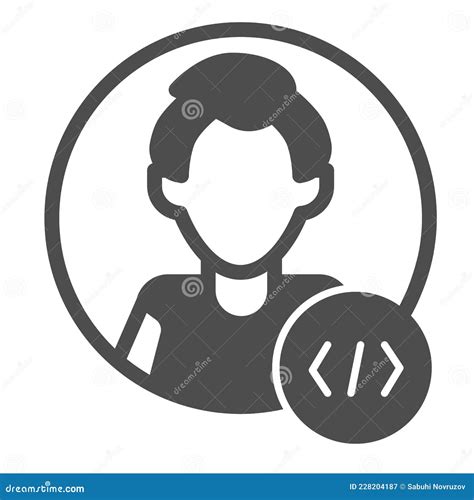 Guy Coder With A Code Tag Avatar Of Programmer Developer Solid Icon