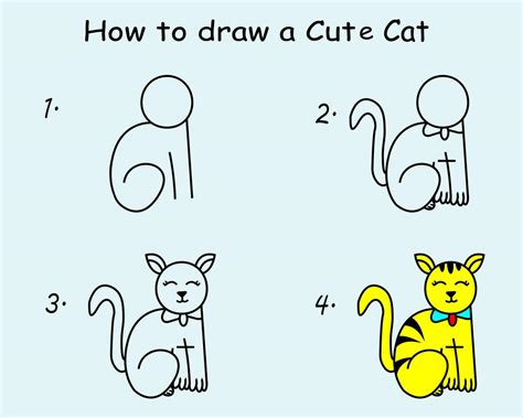 Step by step to draw a Cute Cat. Drawing tutorial a Cute Cat. Drawing ...