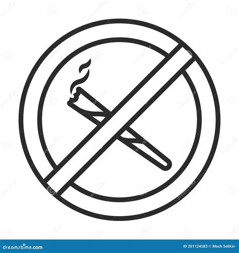 No Smoking Marijuana or Cannabis Smoke Ban Sign Line Art Icon Stock ...