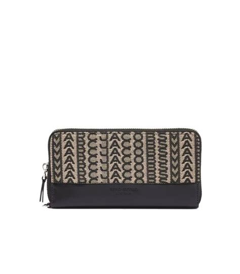 Marc Jacobs The Monogram Jacquard Continental Beige Black Wallet