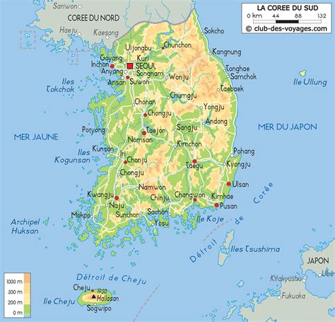 Carte De La Corée Du Sud Club Des Voyages