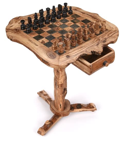 Olivieu Intelligente Chess Table 20 Inch Olive Wood Chess Table