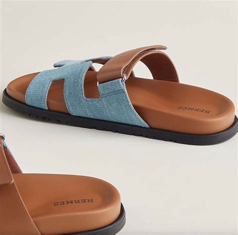 Hermes Chypre Sandals Naturel Denim Women S Fashion Footwear