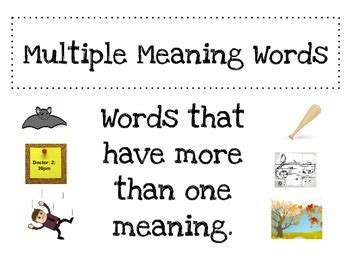 Multiple Meaning Words Anchor Chart By Stephanie Shepard Tpt