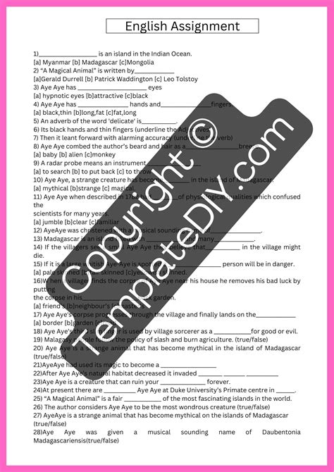 8th Grade English Worksheets Template Printable Pdf Word