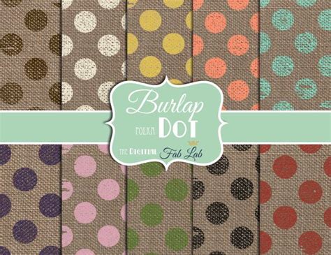 Multi Colored Rustic Burlap Polka Dots Digital Paper Etsy Polka