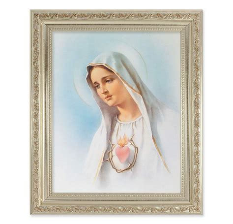 Immaculate Heart Of Mary Antique Silver Framed Art Buy Religious Catholic Store