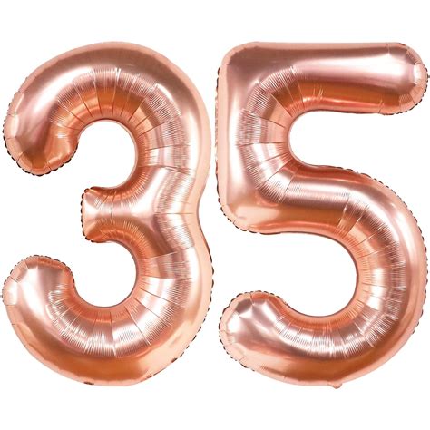 Katchon Rose Gold 35 Balloon Numbers Giant 40 Inch Foil 35 Rose Gold Balloon Numbers 35th