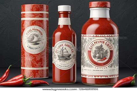 Premium Photo Packaging Design For Chili Pepper Hot Sauce Vintage