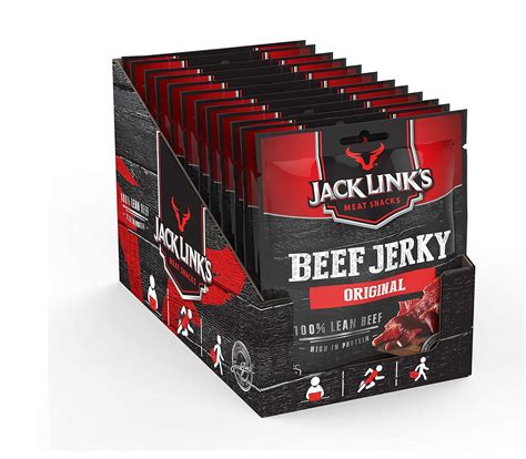 Jack Links Beef Jerky Original 12er Pack 12 X 70 G Proteinreiches Trockenfleisch Vom Rind