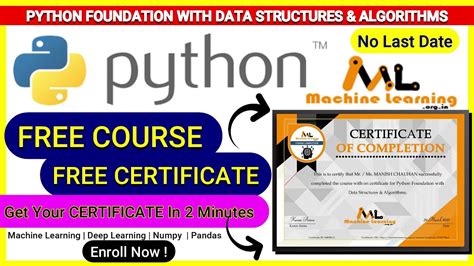 Python Free Course With Certificate Python Free Certificate Python