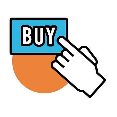 Buy Button With Hand Index Line And Fill Style 2590664 Vector Art At