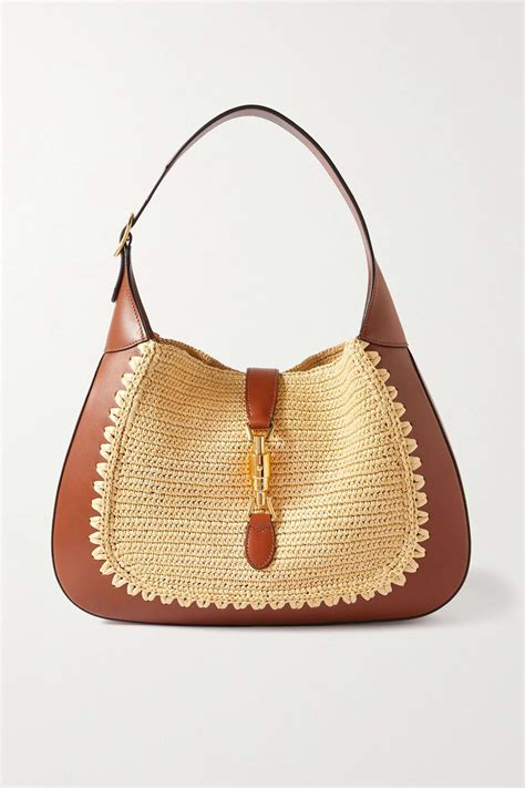 Gucci Jackie 1961 Crocheted Raffia And Leather Shoulder Bag Editorialist