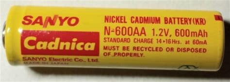 Vintage Sanyo Cadnica Battery Cell N 600aa Ni Cad Rechargeable For Sale Online Ebay