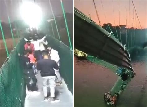 CCTV Footage Shows Visitors Vigorously Shaking Suspension Bridge As It