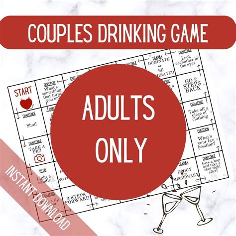 Couples Board Drinking Game Printable Date Night Activity Couples Game Adult Game Naughty Games