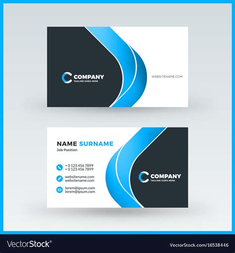 Double Sided Horizontal Business Card Template Vector Image