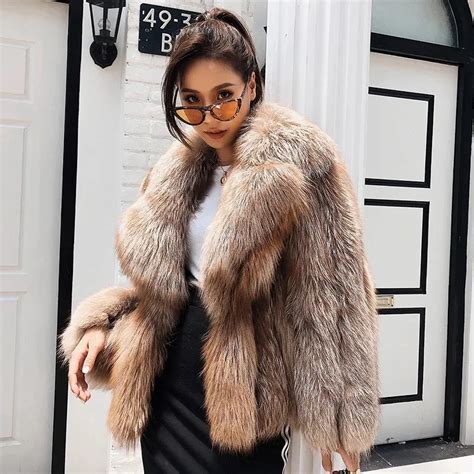 Buy New Winter Coat Real Fox Fur Coat Female Thick Warm Fluffy Fox Fur Overcoat