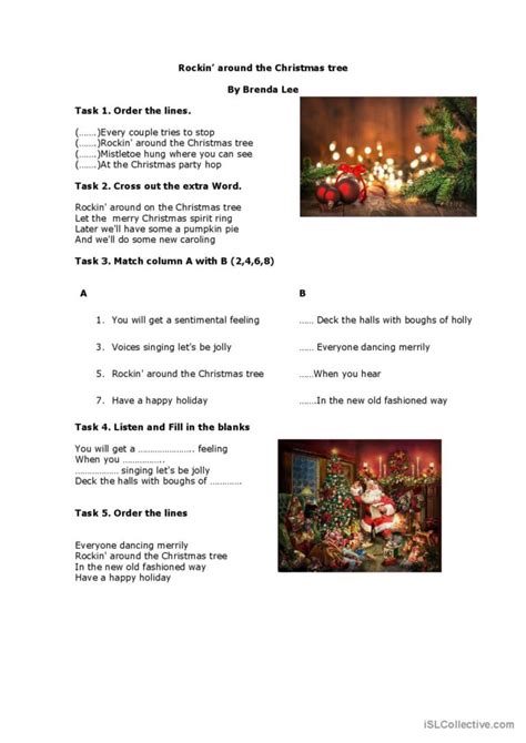 Rockin Around The Christmas Tree B English ESL Worksheets Pdf Doc