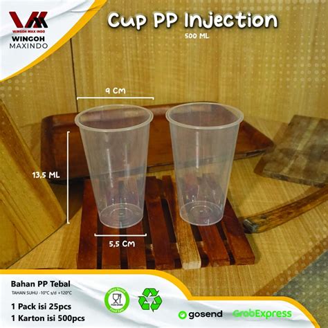 Jual CUP INJECTION 500ML GELAS PLASTIK 16OZ 500ML ISI 25PCS Pack