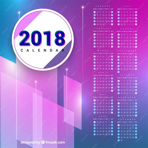 Calendario Moderno 2018 En Tono Morado Vector Gratis