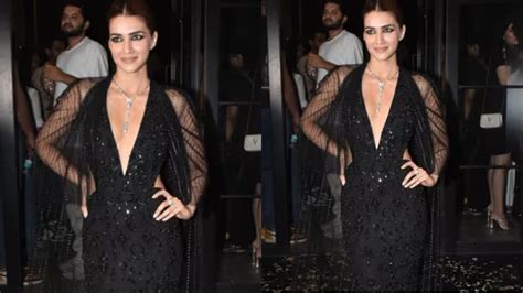 Kriti Sanon Looked Stunning In A Sexy Black Gown With Plunging Neckline