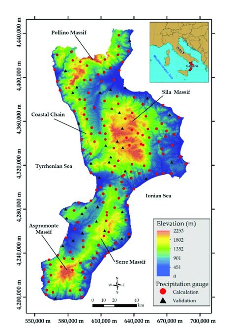 Study Area And Precipitation Gauges Locations Coordinate System