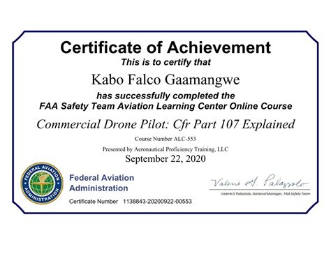 Drone Pilot License Certificate