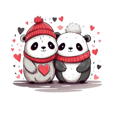 Cute Bear Panda Polar Bear Drawing Happy Valentine S Day Doodle Panda