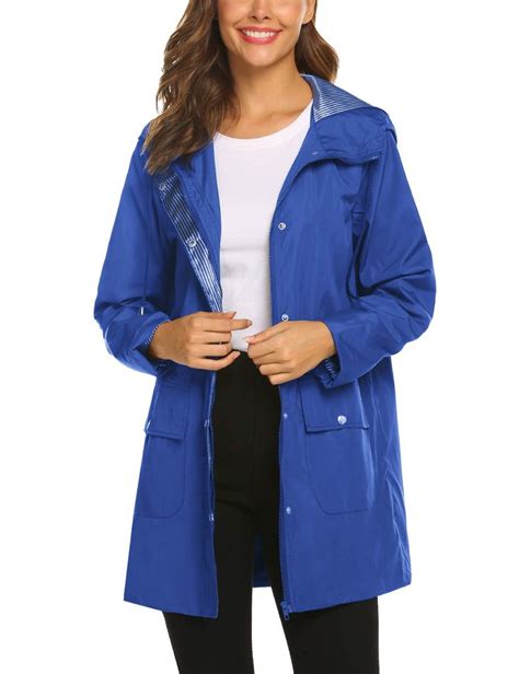 Sunaelia Rain Jacket Raincoat Women Waterproof Lightweight Hooded Rain