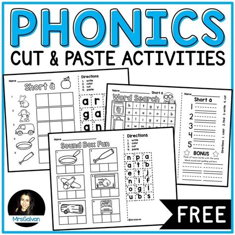 Phonics Cut And Paste Activities Free