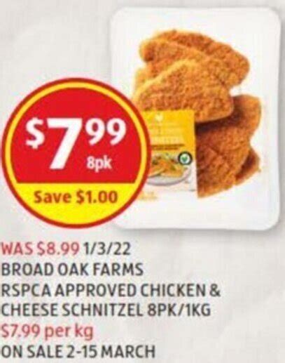 Broad Oak Farms Rspca Approved Chicken And Cheese Schnitzel Offer At Aldi