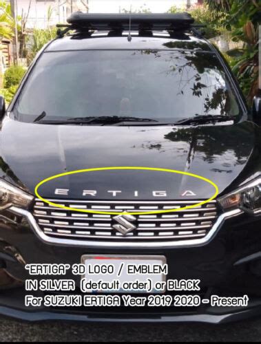 SILVER Or BLACK ERTIGA FRONT HOOD 3D ACRYLIC LOGO EMBLEM BADGE Letter