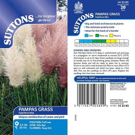 Suttons Prairie Pampas Feathers Seed Mix Coolings Garden Centre