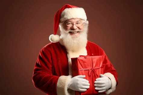 Premium Ai Image Miling Santa Claus Holding Bag With Gifts Looks