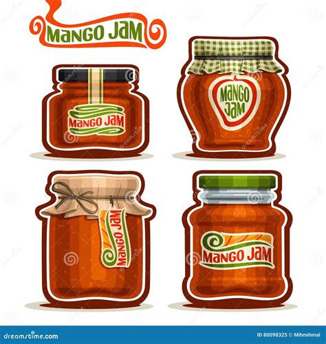 Vector Logo Mango Jam In Glass Jars Stock Vector Illustration Of Home Meal 80098325