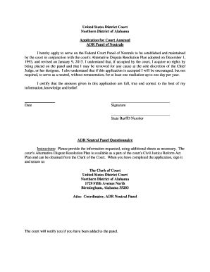 Fillable Online Alnd Uscourts Application For Court Annexed Fax Email