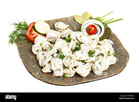 Bowl With Traditional Russian Dish Pelmeni Dumplings Stock Photo Alamy