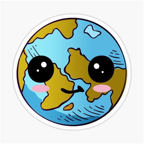 Cute Planet Cute Earth Sticker For Sale By Wherestarsfall Redbubble