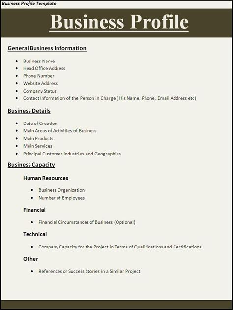 Business Profile Template | Word Templates | Company profile template, Business plan template ...