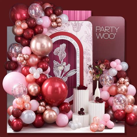 Amazon PartyWoo 140 Pcs Burgundy Red And Pink Balloon Garland