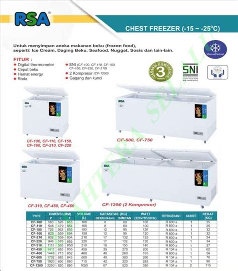 Jual RECOMMEND CHEST FREEZER RSA CF 1200 Di Seller Store Hanzo Kota